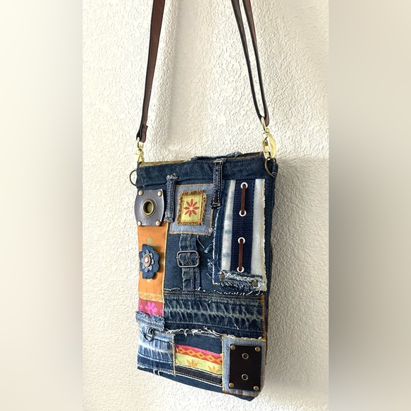Denim Unique Upcycled Denim Crossbody Bag – Padded and Stylish - Picture 16 of 16